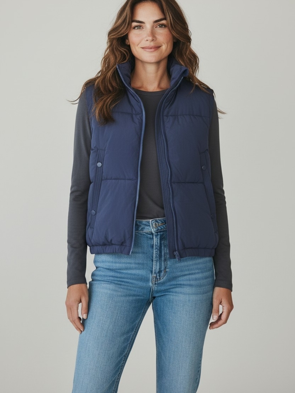 Classic Navy Quilted Puffer Vest - Women
